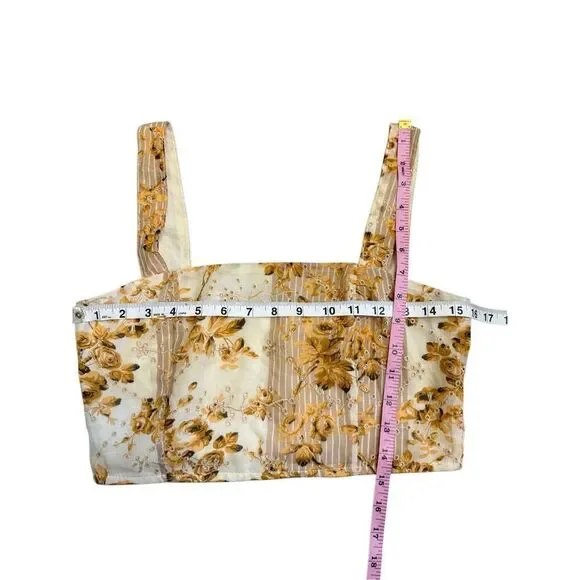 12th Tribe Versailles yellow floral cropped tank Medium - Picture 2 of 8